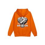 Overoz Broken Heart Kırık Kalp Sırt Baskılı Kapüşonlu Oversize Sweatshirt Turuncu Hoodie H1224, 2XL