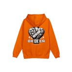 Overoz Broken Heart Kırık Kalp Sırt Baskılı Kapüşonlu Oversize Sweatshirt Turuncu Hoodie H1224, L