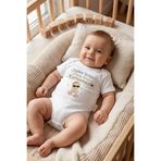 Overoz Dede Yazılı Bebek Zıbın Erkek Kız Bebek Body Çıtçıtlı Beyaz Kısa Kollu Badi Tulum Bebek Hediyelik 5683-6
