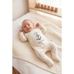 Overoz Erkek Bebek Patikli Tulum Little Captain Baskılı Çıtçıtlı Ekru Zıbın Tulum 5794