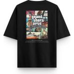 Overoz Gta San Andreas Sırt Baskılı Yarı Oversize Siyah T-Shirt 1364 - M