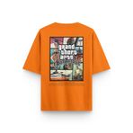 Overoz Gta San Andreas Sırt Baskılı Yarı Oversize Turuncu T-shirt 1364