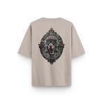OverOz Guardian Dog Rottweiler Köpek Sırt Baskılı Yarı Oversize Taş Rengi Tshirt, M, T1402, Taş Rengi, Unisex Yetişkin