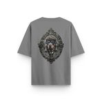 OverOz Guardian Dog Rottweiler Köpek Sırt Baskılı Yarı Oversize Tshirt, 2XL, T1402, Gri, Unisex Yetişkin