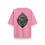 OverOz Guardian Dog Rottweiler Köpek Sırt Baskılı Yarı Oversize Tshirt, S, T1402, Pembe, Unisex Yetişkin