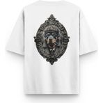 Overoz Guardian Dog Rottweiler Köpek Sırt Baskılı Yarı Oversize Unisex Beyaz Tshirt 1402 - 2XL