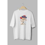 Overoz Lola Bunny Looney Tunes Basketbol Baskılı Yarı Oversize Beyaz T-Shirt 1168 - M