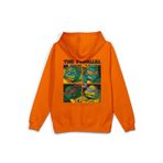 Overoz Ninja Kaplumbağalar Sırt Baskılı Kapüşonlu Oversize Sweatshirt Turuncu Hoodie H1302, 2XL