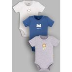 Overoz Organik %100 Pamuk Aslan 3'lü Bebek Body Set Bebek Badi Çıtçıtlı Zıbın Üçlü 5805-5806-5807-M