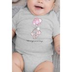 Overoz Organik %100 Pamuk Balon Fil Tavşan Baskılı Bebek Body Badi Çıtçıtlı Zıbın Tulum 5106-G - Gri - 9 - 12 Ay