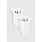 Overoz Organik %100 Pamuk Copy Paste Ikiz Desenli 2'li Bebek Body Set Badi Çıtçıtlı Zıbın Ikili 5848-5849