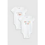 Overoz Organik %100 Pamuk I Love Mom Dad Anne Baba 2'li Bebek Body Set Çıtçıtlı Badi Zıbın Ikili 5338-5339
