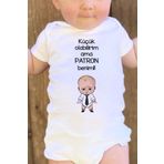Overoz Organik %100 Pamuk Patron Bebek Küçük Olabilirim Ama Patron Benim Bebek Body Kısa Kollu Badi 5206