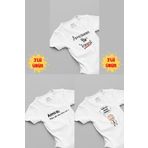 Overoz Organik%100 Pamuk Amca 3'lü Bebek Body Set Beyaz Bebek Badi Çıtçıtlı Zıbın Üçlü 5055-5183-5247, 12-18 AY