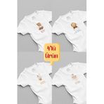 Overoz Organik%100 Pamuk Aslan 4'lü Bebek Body Set Badi Çıtçıtlı Zıbın Dörtlü 5647-5648-5649-5654, 3-6 AY