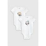 Overoz Organik%100 Pamuk Aslan Panda Baskılı 2'li Bebek Body Set Çıtçıtlı Badi Zıbın Ikili 5322-5323, 0-3 AY