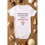 Overoz Organik%100 Pamuk Babaanne Baskılı Kısa Kollu Bebek Çıtçıtlı Body Badi Zıbın Tulum 5417, 0-3 AY