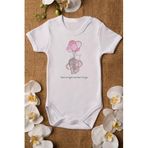 Overoz Organik%100 Pamuk Balon Fil Tavşan Baskılı Bebek Body Badi Çıtçıtlı Zıbın Tulum 5106, 24-36 Ay