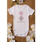 Overoz Organik%100 Pamuk Balon Fil Tavşan Baskılı Bebek Body Badi Çıtçıtlı Zıbın Tulum 5106, 3-6 AY