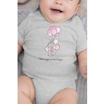 Overoz Organik%100 Pamuk Balon Fil Tavşan Baskılı Bebek Body Badi Çıtçıtlı Zıbın Tulum 5106-G, 3-6 AY