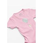 Overoz Organik%100 Pamuk Balon Tavşan Baskılı Bebek Body Badi Çıtçıtlı Zıbın Tulum 5105-P, 0-3 AY