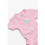 Overoz Organik%100 Pamuk Balon Tavşan Baskılı Bebek Body Badi Çıtçıtlı Zıbın Tulum 5105-P, 12-18 AY