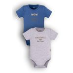 Overoz Organik%100 Pamuk Baseball Anne Mom 2'li Bebek Body Set Badi Çıtçıtlı Zıbın Ikili 5796-5797-M, 3-6 AY