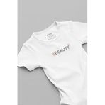 Overoz Organik%100 Pamuk Beauty Güzellik Baskılı Bebek Body Beyaz Badi Çıtçıtlı Zıbın 5826, 6-9 AY