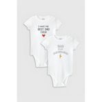 Overoz Organik%100 Pamuk Best Dad Baba Baskılı 2'li Bebek Body Set Badi Çıtçıtlı Zıbın Ikili 5815-5816, 6-9 AY