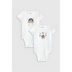 Overoz Organik%100 Pamuk Boho Baby Baskılı 2'li Bebek Body Set Beyaz Badi Çıtçıtlı Zıbın Ikili 5342-5343, 18-24 AY