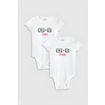 Overoz Organik%100 Pamuk Copy Paste Ikiz Desenli 2'li Bebek Body Set Badi Çıtçıtlı Zıbın Ikili 5848-5849, 9-12 Ay