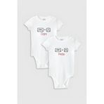 Overoz Organik%100 Pamuk Copy Paste Ikiz Desenli 2'li Bebek Body Set Badi Çıtçıtlı Zıbın Ikili 5848-5849, Yeni Doğan