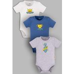 Overoz Organik%100 Pamuk Daddy Baba 3'lü Bebek Body Set Bebek Badi Çıtçıtlı Zıbın Üçlü 5675-5677-5678-M, 24-36 Ay