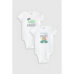 Overoz Organik%100 Pamuk Daddy Baba Baskılı 2'li Bebek Body Set Badi Çıtçıtlı Zıbın Ikili 5010-5022, 18-24 AY