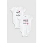 Overoz Organik%100 Pamuk Daddy Baba Baskılı 2'li Bebek Body Set Beyaz Badi Çıtçıtlı Zıbın Ikili 5772-5773, 24-36 Ay