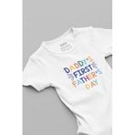 Overoz Organik%100 Pamuk Daddy's First Father's Day Ilk Babalar Günü Bebek Body Çıtçıtlı Badi Zıbın 5215, 18-24 AY