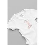 Overoz Organik%100 Pamuk Daddy's Mermaid Denizkızı Baskılı Bebek Body Beyaz Badi Çıtçıtlı Zıbın 5801, 3-6 AY