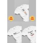 Overoz Organik%100 Pamuk Dayı 3'lü Bebek Body Set Beyaz Bebek Badi Çıtçıtlı Zıbın Üçlü 5056-5184-5249, 6-9 AY