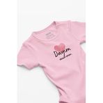 Overoz Organik%100 Pamuk Dayım Olsun Yeter Kalp Baskılı Bebek Body Badi Çıtçıtlı Zıbın 5742-P, 18-24 AY