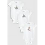 Overoz Organik%100 Pamuk Deniz 3'lü Bebek Body Set Beyaz Bebek Badi Çıtçıtlı Zıbın Üçlü 5774-5775-5776, 18-24 AY