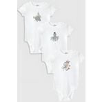 Overoz Organik%100 Pamuk Deniz 3'lü Bebek Body Set Beyaz Bebek Badi Çıtçıtlı Zıbın Üçlü 5774-5775-5776, Yeni Doğan