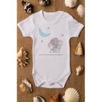 Overoz Organik%100 Pamuk Fil Ve Tavşan Baskılı Bebek Body Badi Çıtçıtlı Zıbın Tulum 5104, 18-24 AY