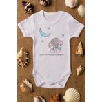 Overoz Organik%100 Pamuk Fil Ve Tavşan Baskılı Bebek Body Badi Çıtçıtlı Zıbın Tulum 5104, 9-12 Ay