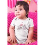 Overoz Organik%100 Pamuk Flamingo Baskılı Kısa Kollu Bebek Çıtçıtlı Body Badi Zıbın Tulum 5393, 12-18 AY