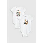 Overoz Organik%100 Pamuk Good Vibes Baskılı 2'li Bebek Çıtçıtlı Body Set Badi Zıbın Tulum Ikili 5368-5369, 12-18 AY