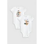 Overoz Organik%100 Pamuk Good Vibes Baskılı 2'li Bebek Çıtçıtlı Body Set Badi Zıbın Tulum Ikili 5368-5369, 24-36 Ay