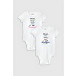 Overoz Organik%100 Pamuk Grandma & Grandpa Dede 2'li Bebek Body Set Badi Çıtçıtlı Zıbın Ikili 5768-5769, 12-18 AY