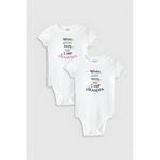 Overoz Organik%100 Pamuk Grandma & Grandpa Dede 2'li Bebek Body Set Badi Çıtçıtlı Zıbın Ikili 5768-5769, 3-6 AY