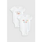 Overoz Organik%100 Pamuk I Love Mom Dad Anne Baba 2'li Bebek Body Set Çıtçıtlı Badi Zıbın Ikili 5338-5339, 9-12 Ay