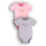 Overoz Organik%100 Pamuk I Love Mom Dad Anne Baba 2'li Bebek Body Set Çıtçıtlı Zıbın Ikili 5338-5339-P, 3-6 AY